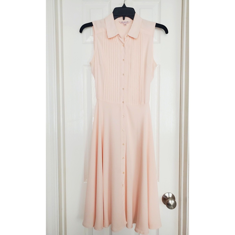 NANETTE LAPORE Spring Wedding Guest Dress Pintuck Sleeveless Dainty Pink‎ Sz 2